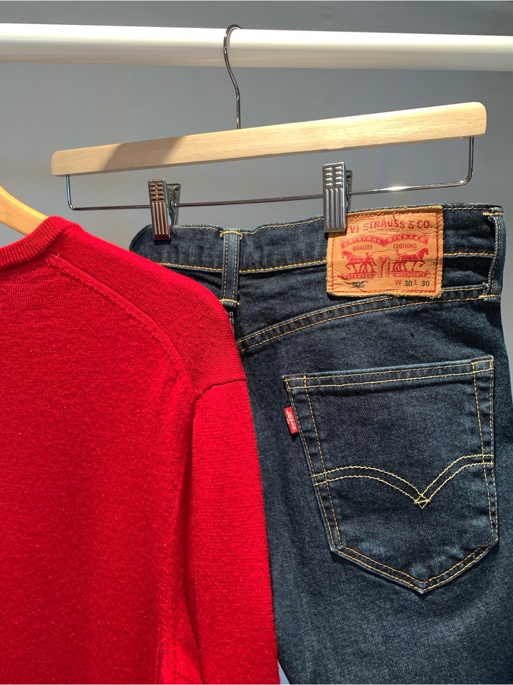 Capsule for Men: V-Neck Pullover with White Tee and Levi's 505